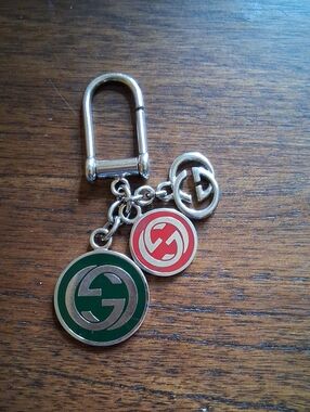 Gucci Green and Red Logo Keychain